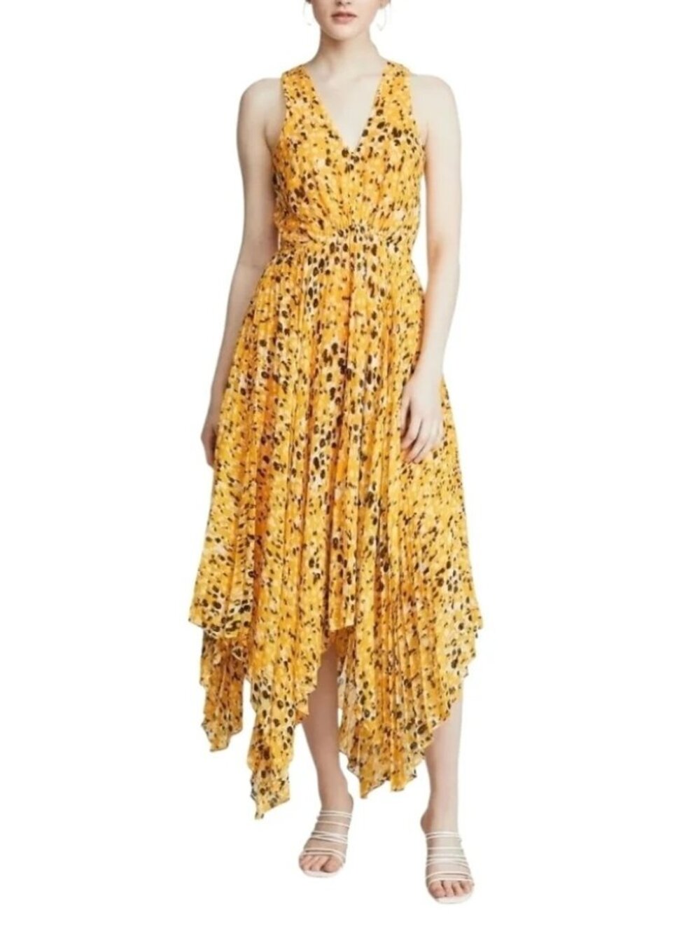 Derek Lam 10 Crosby Asymmetrical Dress in Marigold 4 Womens Midi